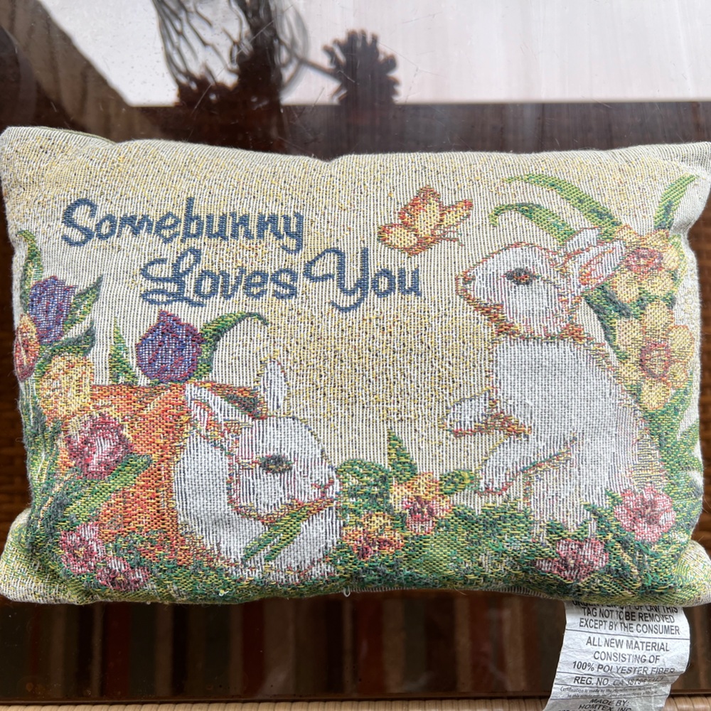 tapestry throw pillow easter “some bunny loves you” pillow